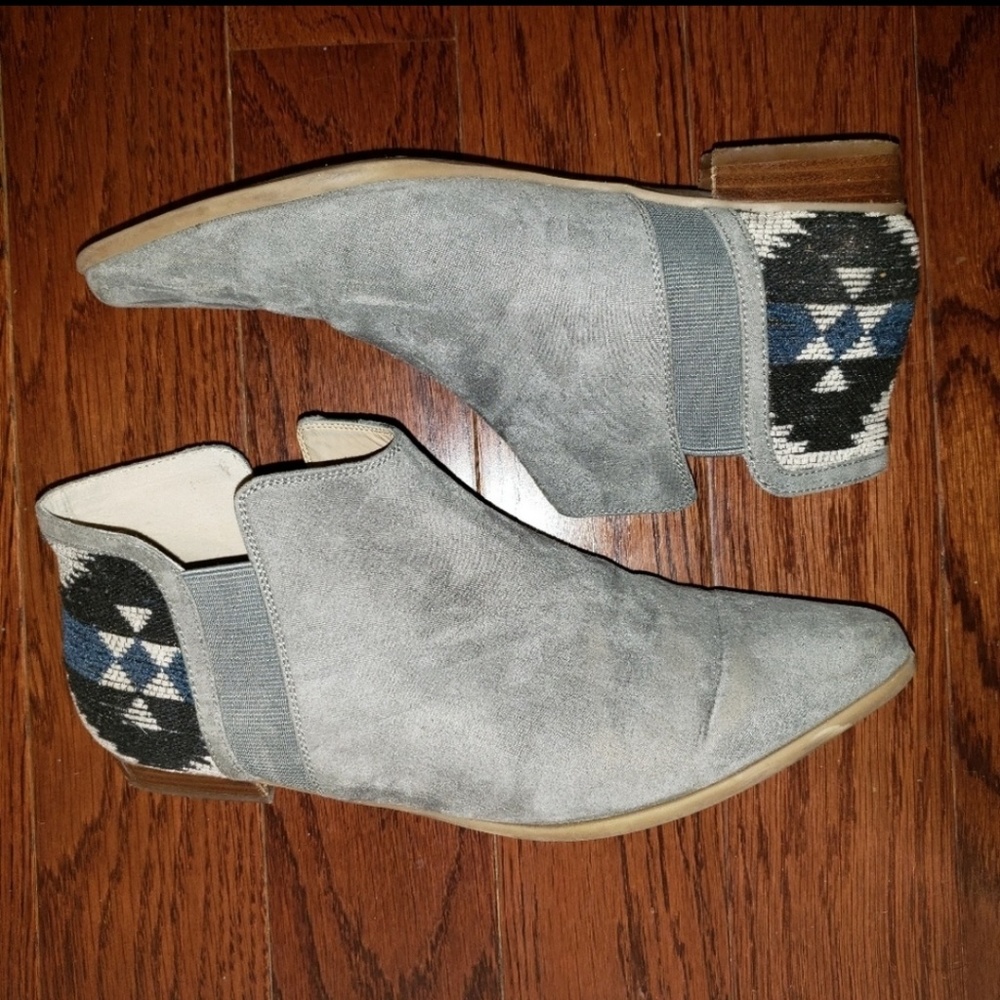Anthropologie Plume | Gray Faux Suede Booties - Picture 3 of 8